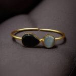 Fashionable Gold Plated Bracelet with Best Monalisa Stone – Casual Wear Jewelry - "Grey-Black"