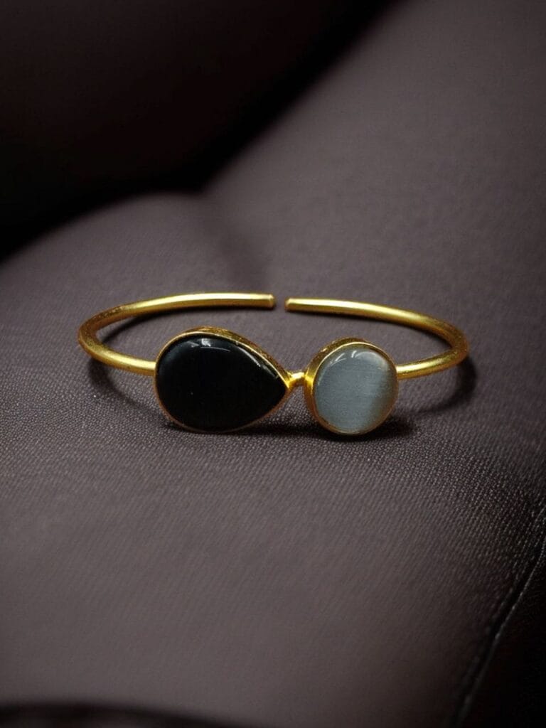 Bulk 644 Fashionable Gold Plated Bracelet with Best Monalisa Stone – Casual Wear Jewelry - "Grey-Black"