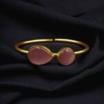 Fashionable Gold Plated Bracelet with Best Monalisa Stone – Casual Wear Jewelry - "Baby Pink"