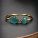 Fashionable Gold Plated Bracelet with Best Monalisa Stone – Casual Wear Jewelry - "Aqua"