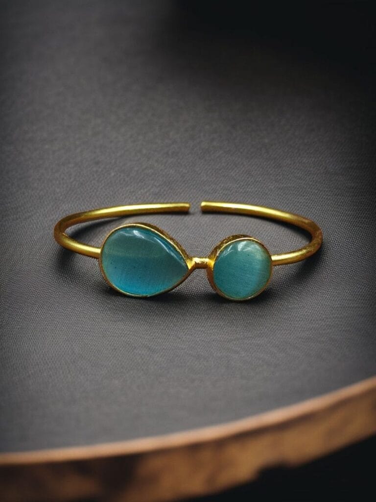 Bulk 638 Fashionable Gold Plated Bracelet with Best Monalisa Stone – Casual Wear Jewelry - "Aqua"