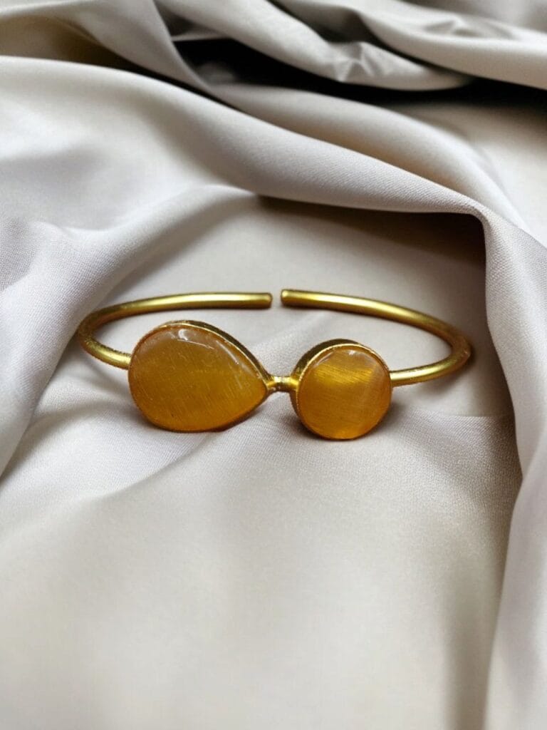 Bulk 636 Fashionable Gold Plated Bracelet with Best Monalisa Stone – Casual Wear Jewelry - "Yellow"