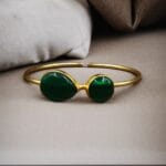 Fashionable Gold Plated Bracelet with Best Monalisa Stone – Casual Wear Jewelry - "Green"
