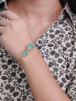 Gold plated bracelet with Monalisa stone for daily wear