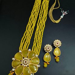 Traditional gold plated Kundan Meena floral necklace set