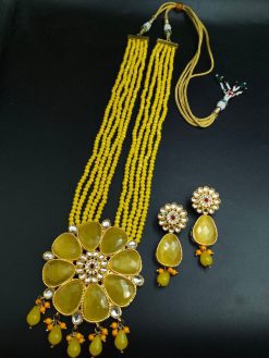 Traditional gold plated Kundan Meena floral necklace set