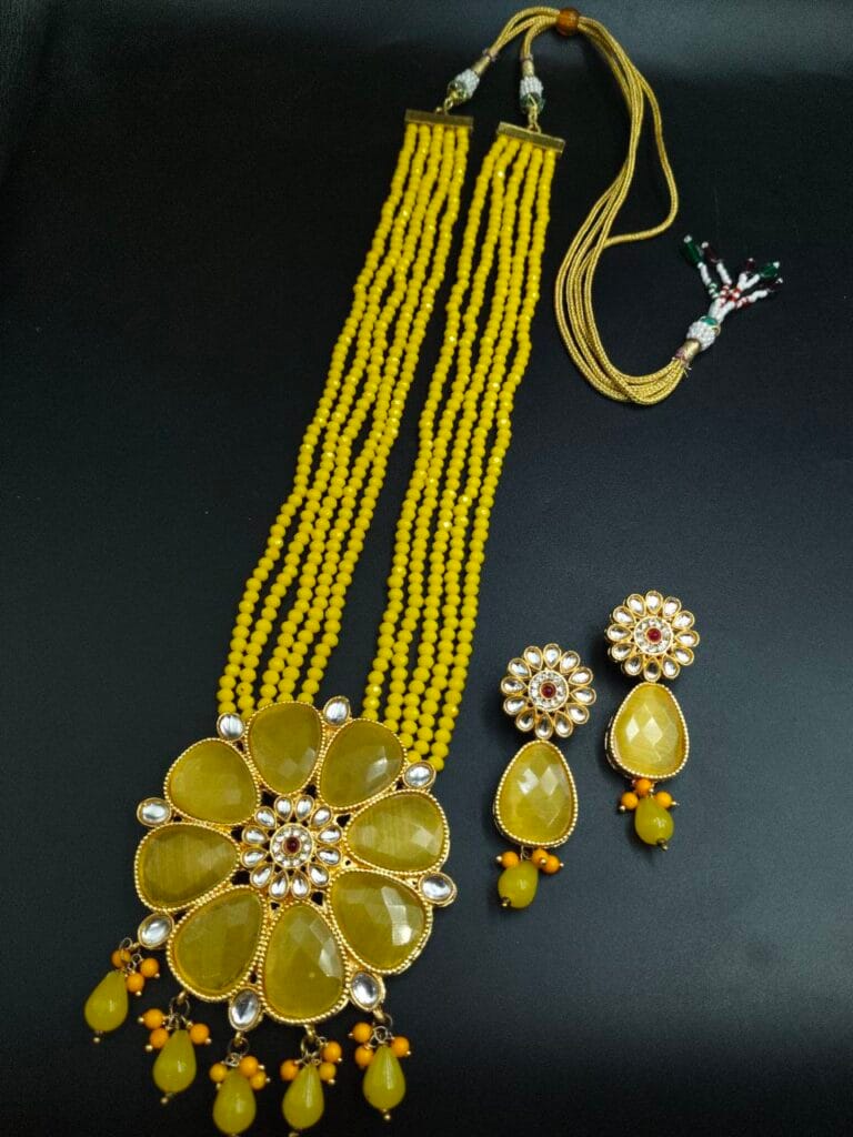 Traditional Kundan Meena Gold Plated Necklace Set with Best Flower Design