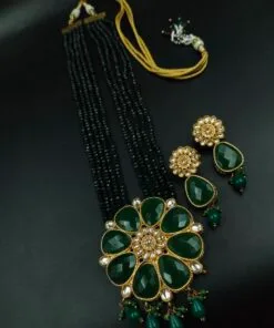 Traditional gold plated Kundan Meena floral necklace set