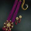 Traditional gold plated Kundan Meena floral necklace set