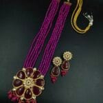 Traditional Kundan Meena Gold Plated Necklace Set with Best Flower Design - "Pink"