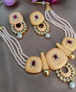 Gold plated Meena Kari wedding necklace with enamel and stone work