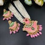 Elegant Long Necklace with Kundan Meena Best Stones & Pearls – Ethnic Jewelry Set
