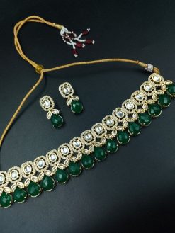 Gold plated Monalisa stone beautiful choker necklace for party wear