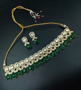 Elegant Monalisa Stone Beautiful Choker Necklace – Gold Plated Party Wear Design