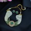 Flower design stone necklace for party wear.