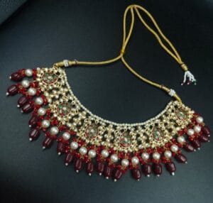 Traditional Pearl Meenakaari Choker Necklace – Best Gold Finish Party Jewelry