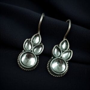 Trendy Silver Look Like Hook Earrings | Mind-blowing Oxidized Daily-wear Earrings - Color: "White"