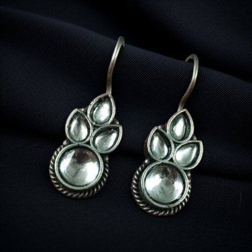 Trendy Silver Look Like Hook Earrings | Mind-blowing Oxidized Daily-wear Earrings - Image 12