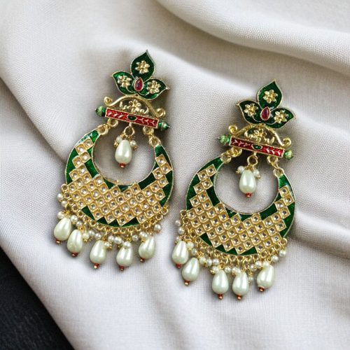 Gold Plated Lotus Chandbali Earrings | Best Wedding Special Jewellery Collection - Image 9