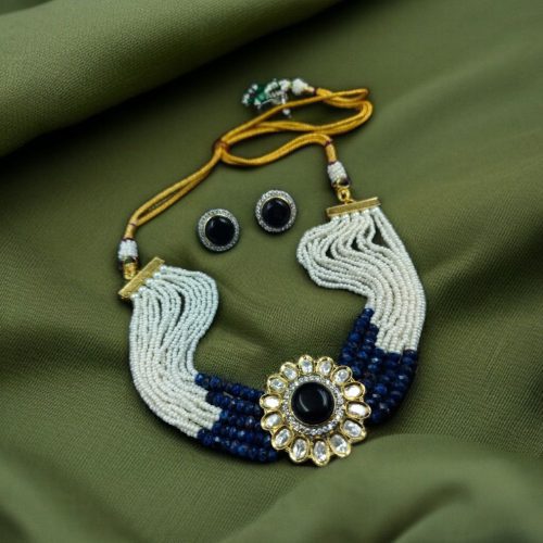 Stylish Best Flower Design Stone Necklace – Party Wear Statement Jewelry - Image 5