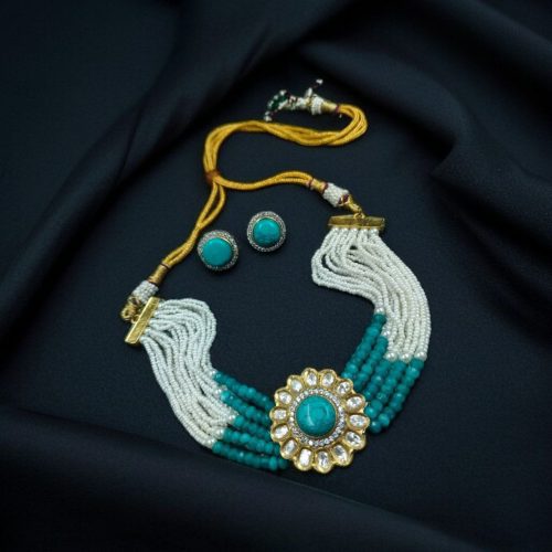 Stylish Best Flower Design Stone Necklace – Party Wear Statement Jewelry - Image 4