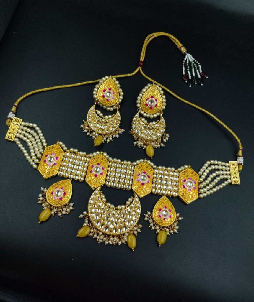 Bulk 1282 Traditional Pearl Kundan Meena Jewelry – Unique Necklace for Festival & Wedding Wear
