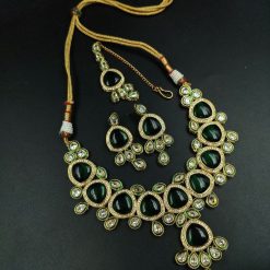Monalisa Stone Necklace with Kundan Meena Work