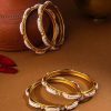 Gold Plated Bangles with Pearl Detailing for Women