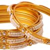 Gold Plated Bangles with Pearl Detailing for Women