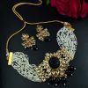 Traditional Flower Necklace with Kundan Meena, Stone, and Pearl