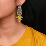 Jaipuri Unique Floral Art Hand-Painted Earrings | Silver Look Alike Pearl Jewelry