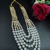 Traditional moti long necklace with kundan meena work for women