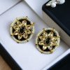 Ethnic Meenakari short earrings with stone and pearl detailing