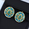 Ethnic Meenakari short earrings with stone and pearl detailing