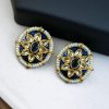 Ethnic Meenakari short earrings with stone and pearl detailing