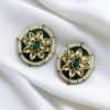 Ethnic Meenakari short earrings with stone and pearl detailing