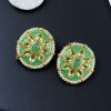 Ethnic Meenakari short earrings with stone and pearl detailing