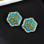 Lightweight Stud Kundan Meena Earrings | Daily Wear with Beautiful Pearl Work - "Aqua"