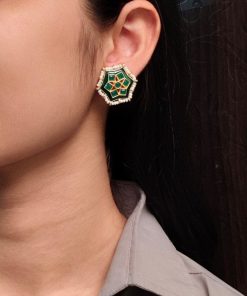 Lightweight Kundan Meena earrings with pearl detailing for daily wear.