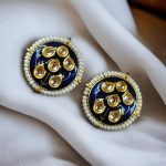 Beautiful Meenakari Golden Earrings with Elegant Pearl Detailing for Everyday Style - "Blue"