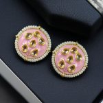 Beautiful Meenakari Golden Earrings with Elegant Pearl Detailing for Everyday Style - "Baby Pink"