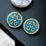 Beautiful Meenakari Golden Earrings with Elegant Pearl Detailing for Everyday Style - ":Aqua"