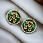 Beautiful Meenakari Golden Earrings with Elegant Pearl Detailing for Everyday Style - "Green"