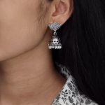 Amazing Handcrafted Oxidized Lotus Earrings with Pearl Work for Daily Wear