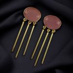 Elegant Golden Dangler Earrings with Monalisa Stone – Perfect for Ethnic or Western Look - "Baby Pink"