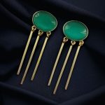 Elegant Golden Dangler Earrings with Monalisa Stone – Perfect for Ethnic or Western Look - "Mint"