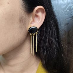 Gold plated dangler earrings with Monalisa stone for ethnic or western wear.