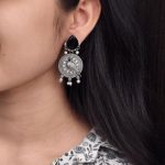 Antique Silver Parrot Dangler Earrings with Stone & Pearl – Perfect for Ethnic Looks