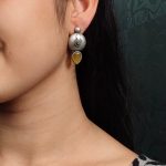 Antique Circle Stud Earrings with Best Silver Touch and Stone Detailing