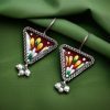 Hand-painted triangle stud earrings with pearls